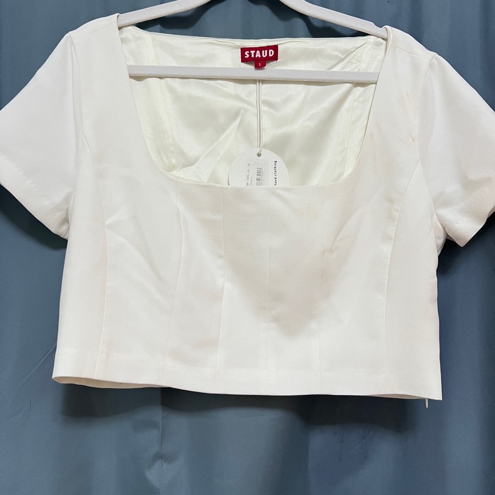 STAUD NWT WHITE ANYA TOP SIZE L